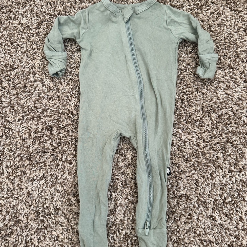 Kyte BABY Sage Green Zip-Front One-Piece